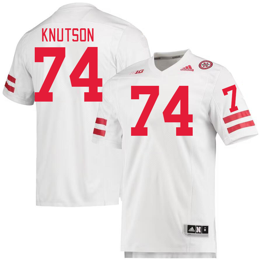Men #74 Brock Knutson Nebraska Cornhuskers College Football Jerseys Stitched Sale-White - Click Image to Close